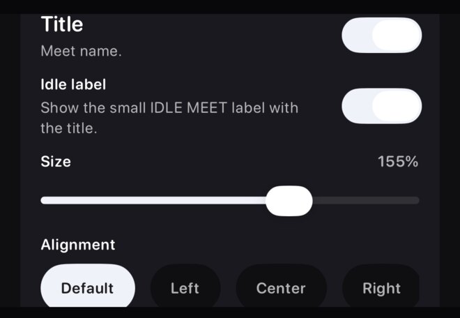 Title layer visibility, Size and Alignment controls.