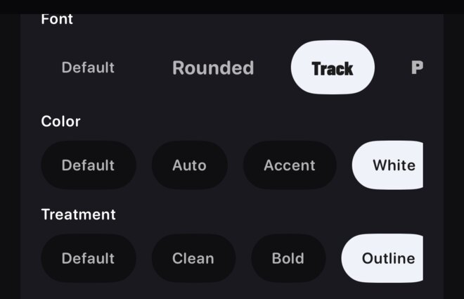 Title styling with Track, White and Outline selected.