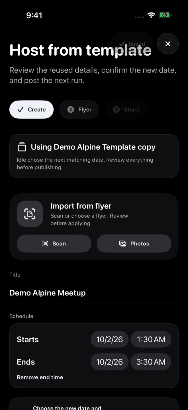 Host form using the copied template.