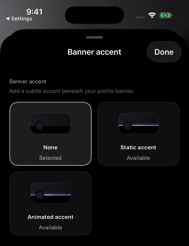Banner accent choices with None selected.
